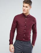 Asos Smart Skinny Oxford Shirt In Burgundy - Red
