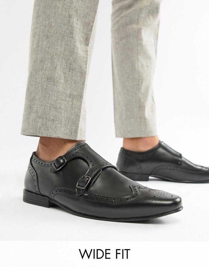 Kg By Kurt Geiger Wide Fit Kilcardy Monk Shoes - Black