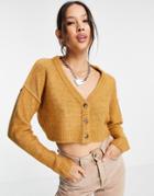 Reclaimed Vintage Inspired Button Up Cardigan In Camel-brown