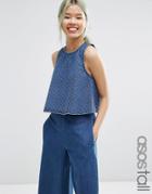 Asos Tall Denim Cutwork Shell Top - Blue