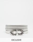 Johnny Loves Rosie Slinky Occasion Belt With Jewels In Silver - Silver