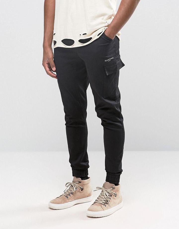 Illusive London Utility Cuffed Joggers In Skinny Fit - Black