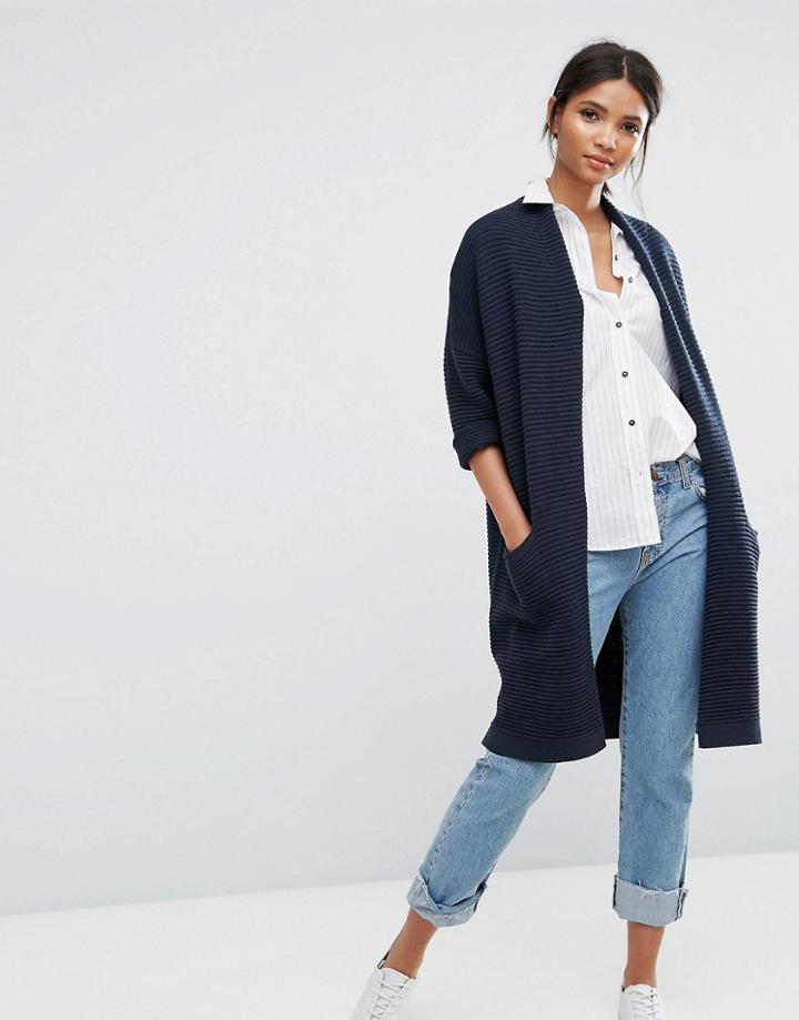Selected Laua 3/4 Sleeve Knit Cardigan - Blue