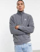 Adidas Originals Half Zip Sweatshirt In Dark Gray Heather-grey