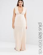 Missguided Plus Pleated Front Maxi Dress - Nude