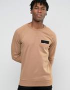 Jack & Jones Sweatshirt With Raglan Sleeve And Military Detail - Tan