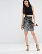 Vero Moda Sequins Disco Bodycon Skirt - Black