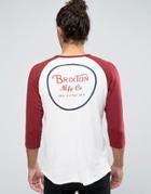 Brixton Wheeler Raglan 3/4 Sleeve T-shirt With Logo Back Print - White