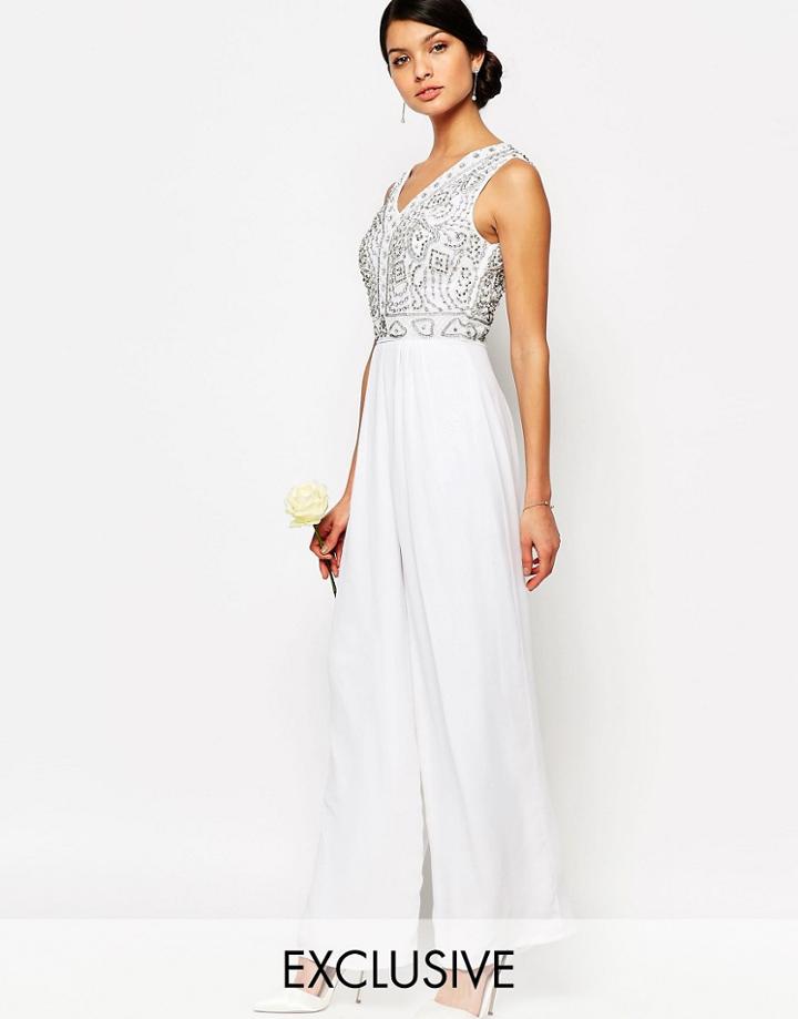 Maya Embellished Wide Leg Jumpsuit - Bright White
