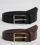 Asos 2 Pack Smart Slim Belt In Faux Leather Save - Multi