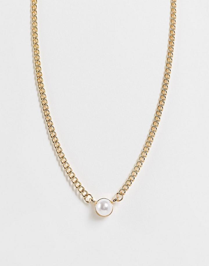 Designb Necklace With Tiny Pearl In Gold Tone