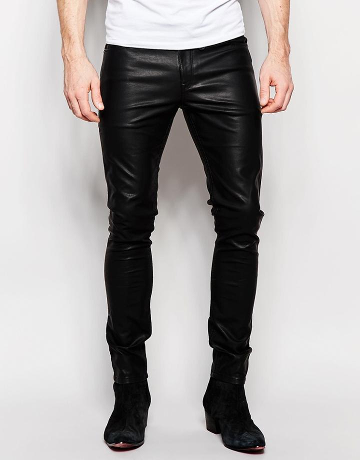 Asos Super Skinny Jeans With Eyelet Tie Waistband - Black