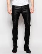 Asos Super Skinny Jeans With Eyelet Tie Waistband - Black