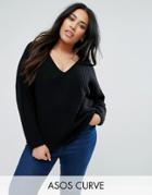 Asos Curve Ultimate Chunky Sweater With V Neck - Black