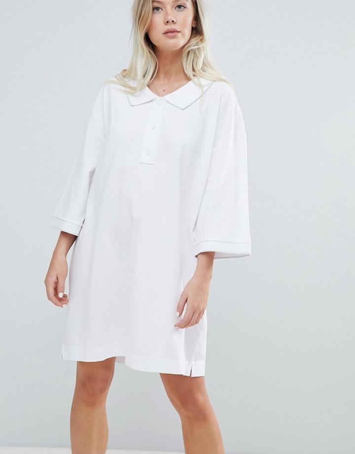 Weekday Pique Polo Dress In White - White