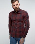 Asos Slim Check Shirt With Stretch In Red - Red