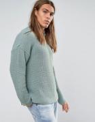 Asos Slouchy Sweater In Pastel Blue - Blue