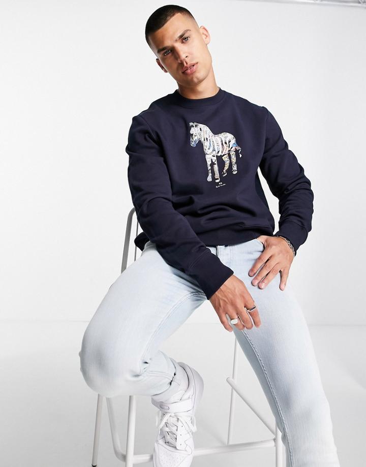 Ps Paul Smith Comic Zebra Sweatshirt In Navy
