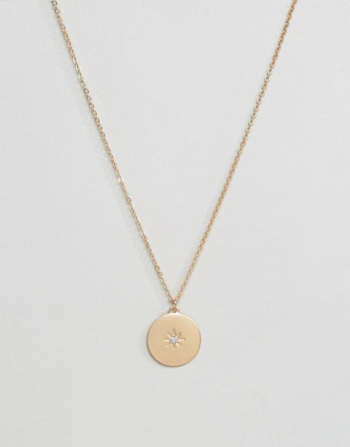 Pieces Minimal Star Disc Necklace - Gold