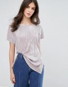 Warehouse Silver Plisse T-shirt - Pink