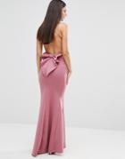 City Goddess Maxi Dress With Bow Detail And Exposed Back - Pink