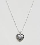 Reclaimed Vintage Inspired Engraved Heart Locket - Silver