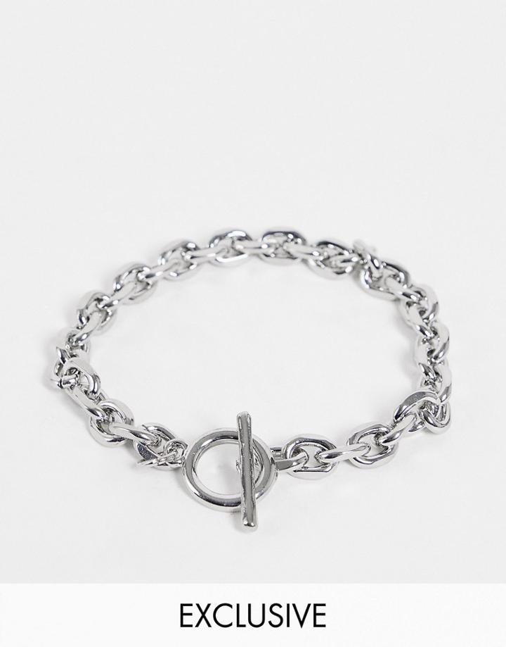 Reclaimed Vintage Inspired Ultimate Chunky Chain Bracelet With T-bar Closure In Silver