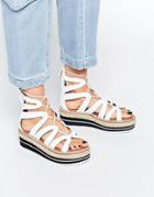 Sixtyseven Echos White Ghillie Espadrille Flatform Sandals - White