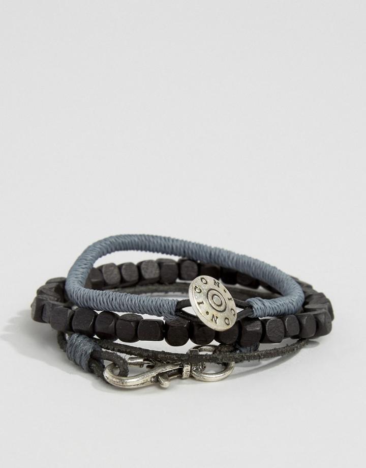 Icon Brand Combo Bracelet Pack In Black/gray - Black