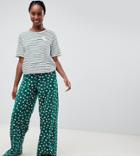 Asos Design Tall Stripe Tee And Floral Wide Leg Pyjama Pants - Multi