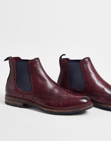 Silver Street Leather Chelsea Boots In Burgundy-red