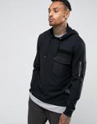 Asos Hoodie With Ma1 Pocket In Black - Black