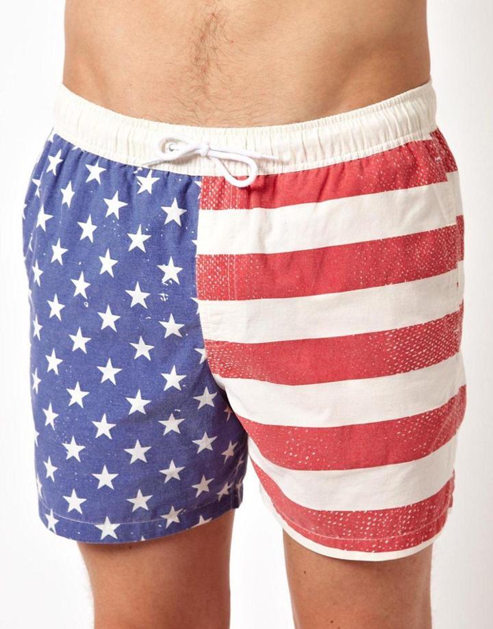 Asos Swim Shorts With Usa Flag