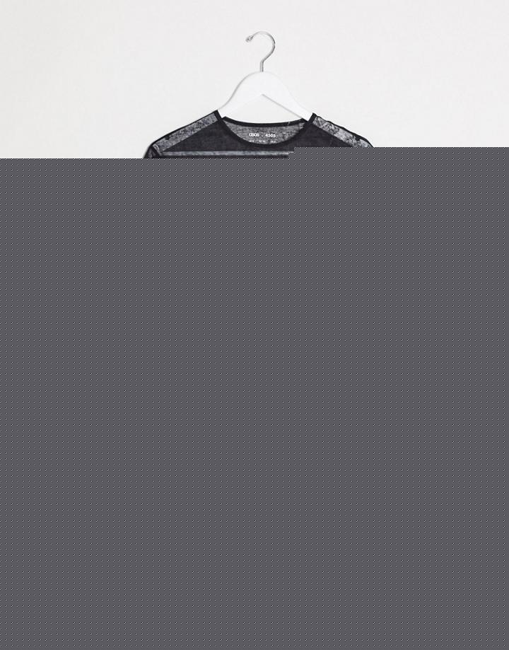 Asos 4505 Bungee Detail Woven Crop Top In Mono Print-black