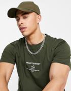 Selected Homme Cotton T-shirt With Mount Everest Print - Dgreen