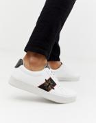 River Island Sneakers With Bee Embroidery In White - White