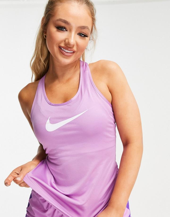 Nike Training Balance Swoosh Tank In Lilac-purple