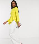 Club L London Tall Collar Detail Peplum Blazer In Lime-green