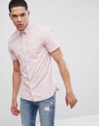 Boss Slim Fit Short Sleeve Poplin Shirt In Pink - Pink