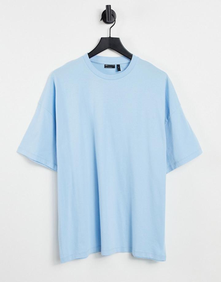 Asos Design Organic Blend Oversized T-shirt With Crew Neck In Blue