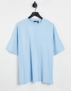 Asos Design Organic Blend Oversized T-shirt With Crew Neck In Blue