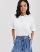 Asos Design Boxy T-shirt With Cute Emboridery - White