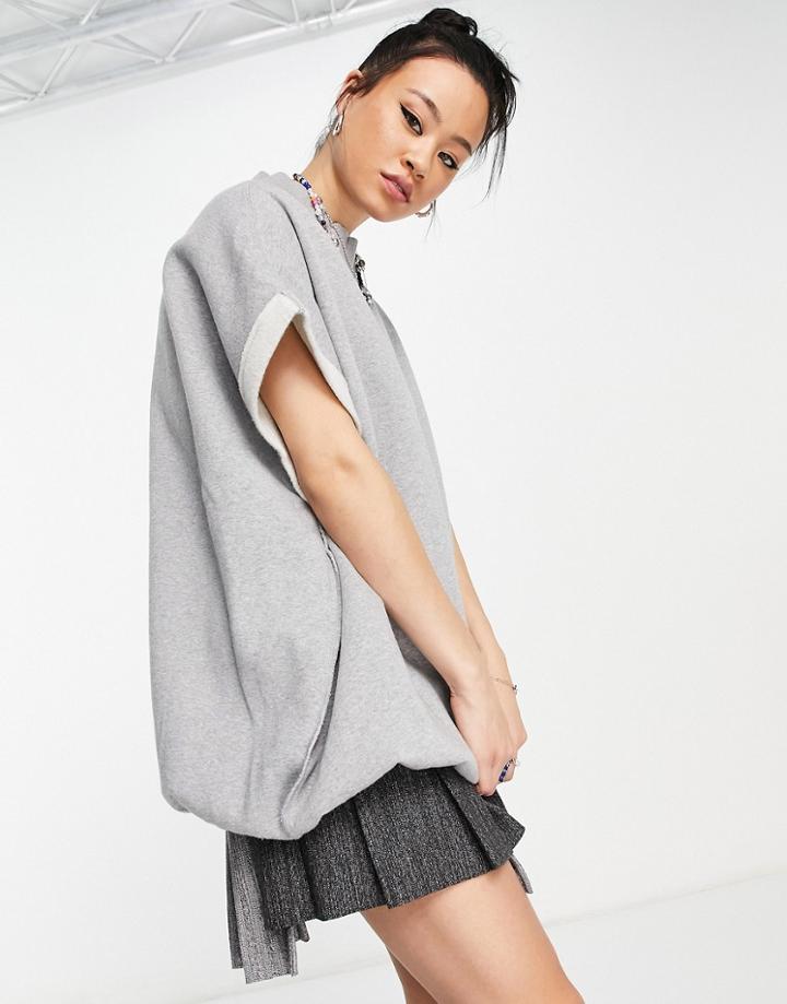 Free People Grove Short Sleeve Oversized Swetshirt In Gray