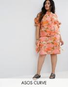 Asos Curve Hawaiian Print Skirt With Tie Co-ord - Multi