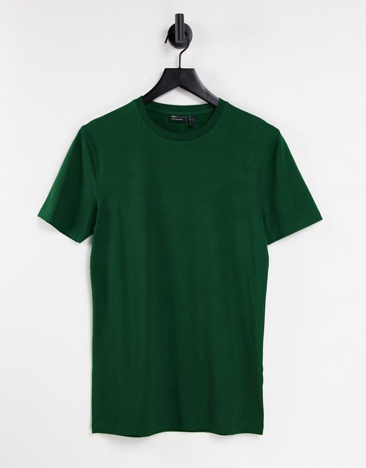 Asos Design Muscle Fit T-shirt With Crew Neck In Dark Green