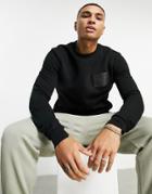 Jameson Carter Leighton Leather Patch Sweatshirt In Black