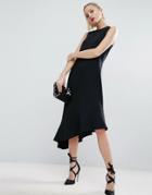 Asos Drop Hem Midi Dress - Black