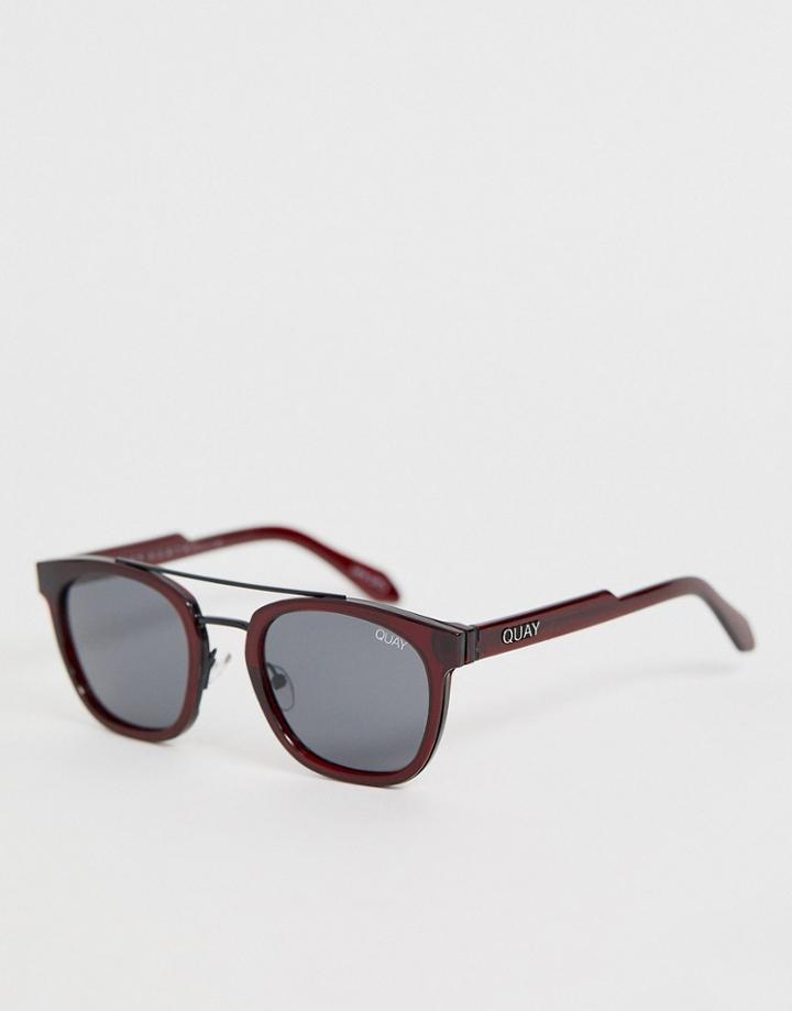 Quay Australia Coolin Round Sunglasses In Red - Red