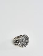 Asos Design Ring With Egyptian Eye In Burnished Silver - Gold