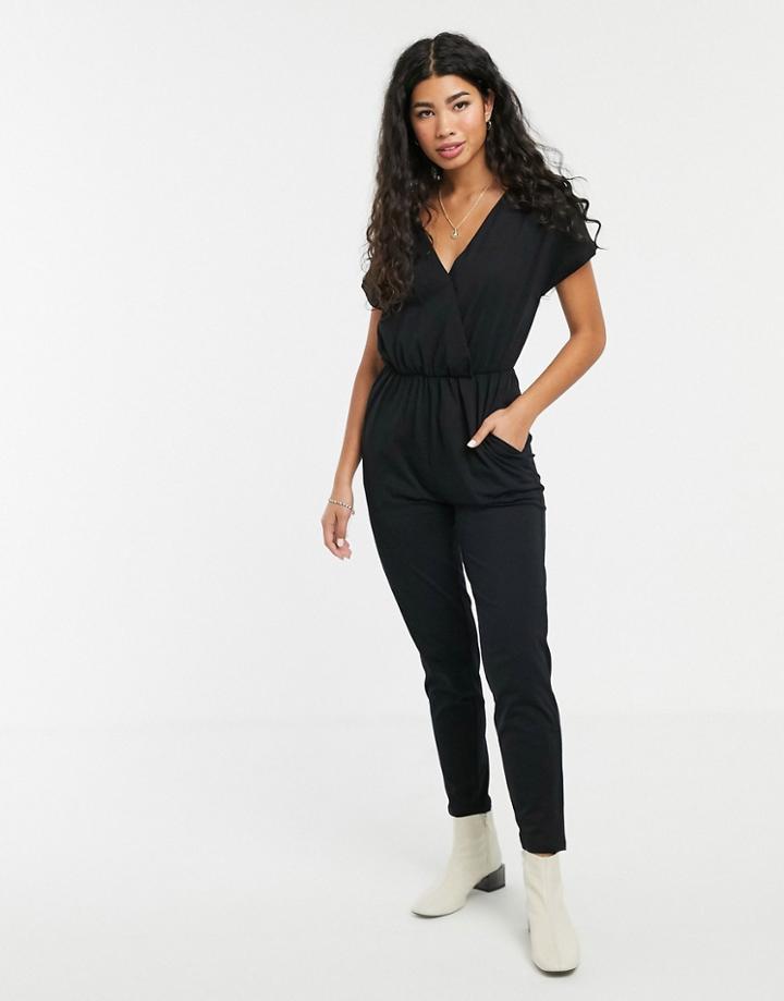 People Tree Short Sleeve Jersey Jumpsuit - Black